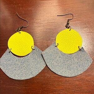 Yellow and Blue Statement Earrings